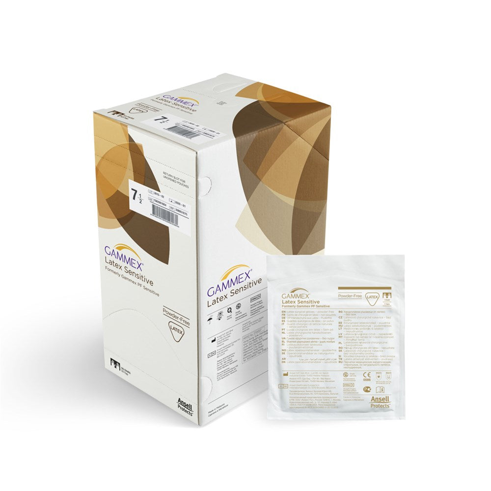 Gammex Latex Powder Free Sensitive Gloves Sterile Size 7.5 Box 50 pairs