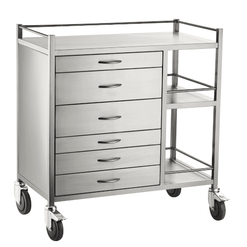 Anaesthetic Trolley - Stainless Steel (Six Drawer) - LuxeMED