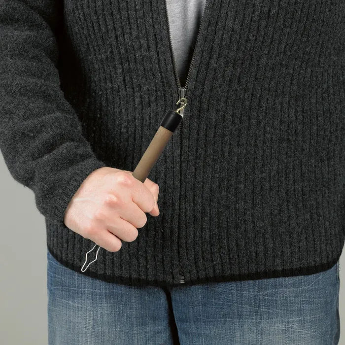 Button Hook and Zip Puller, Wooden Handle