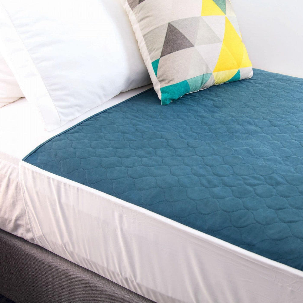 Conni Bed Pad with Tuck-ins - Teal Blue - LuxeMED