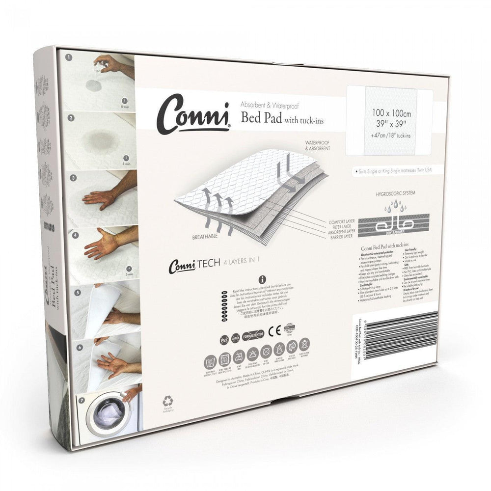 Conni Bed Pad with Tuck-ins - White - LuxeMED