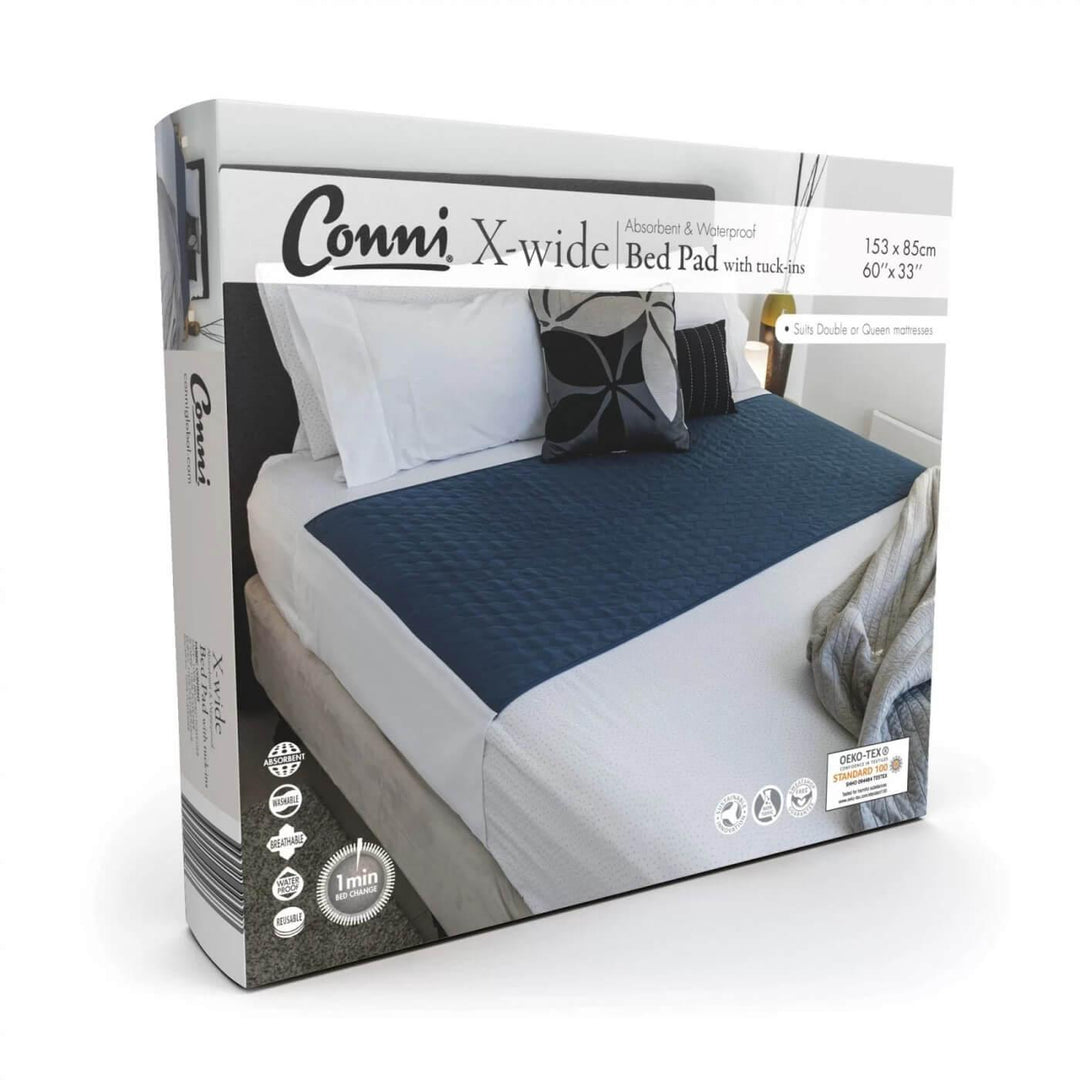 Conni X-wide Bed Pad with tuck-ins Teal Blue - LuxeMED