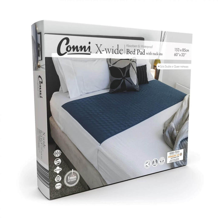 Conni X-wide Bed Pad with tuck-ins Teal Blue - LuxeMED