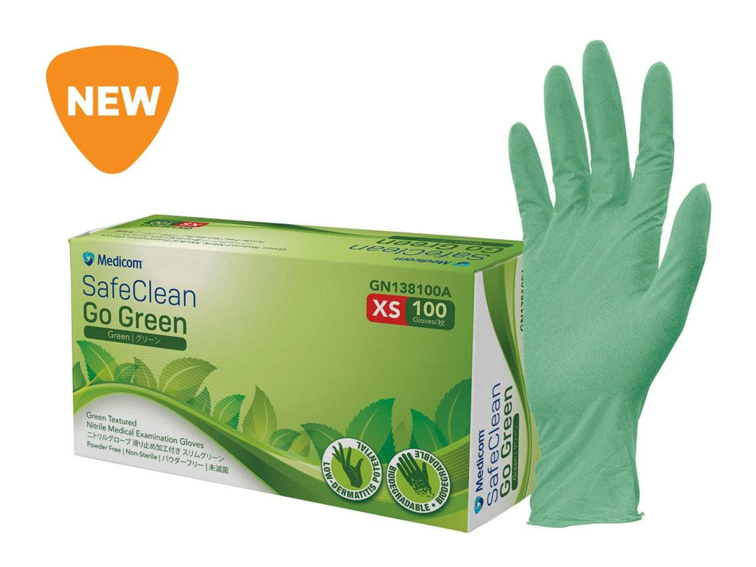 SafeClean Go Green - Biodegradable Textured Nitrile Gloves - LuxeMED