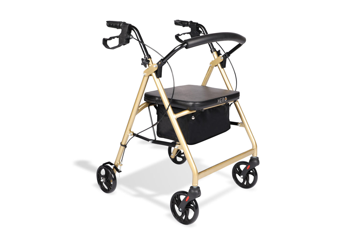 Hero Walker Hero Medical 4-Wheeled Mobility Walker – Walking Frame with Rollator ...