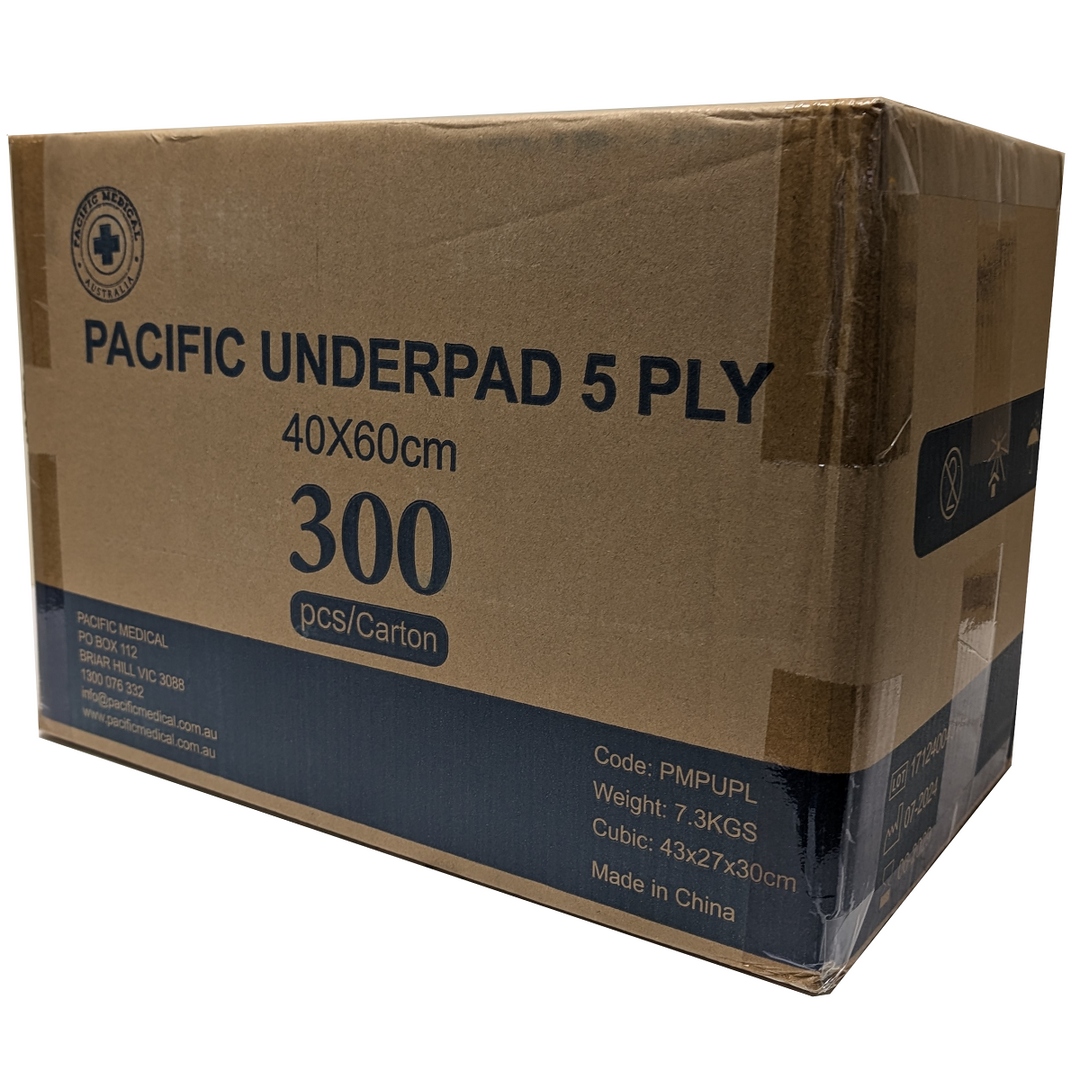 Pacific Medical Underpad BX300 – 5 Ply, 60cm x 40cm (Carton of 300)