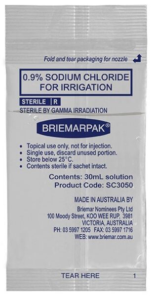 SODIUM CHLORIDE IRR 0.9% 30ml SACHETS