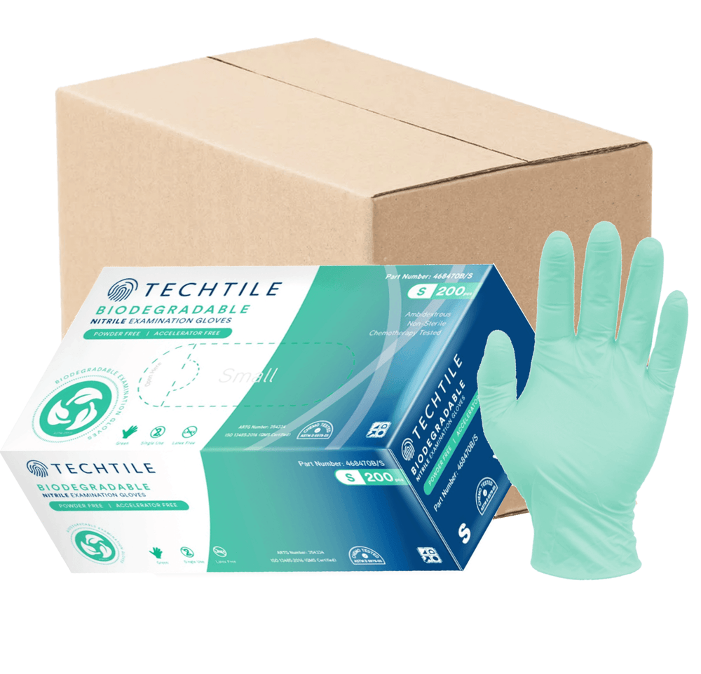 Techtile Examination Nitrile Blue Powder Free - Biodegradable - LuxeMED