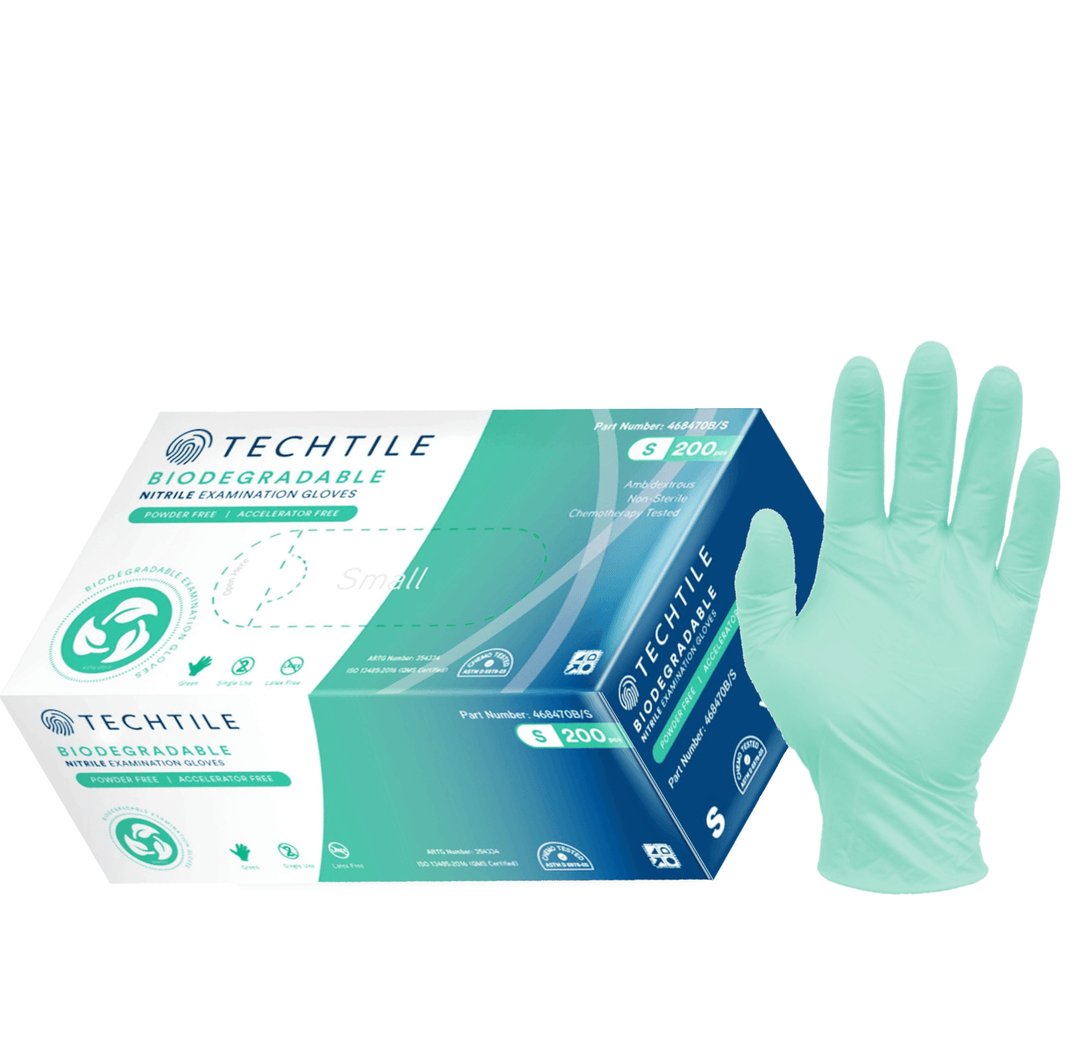 Techtile Examination Nitrile Blue Powder Free - Biodegradable