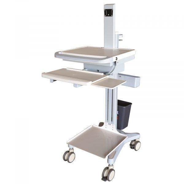 Medical Computer Trolley With Printer Shelf - LuxeMED