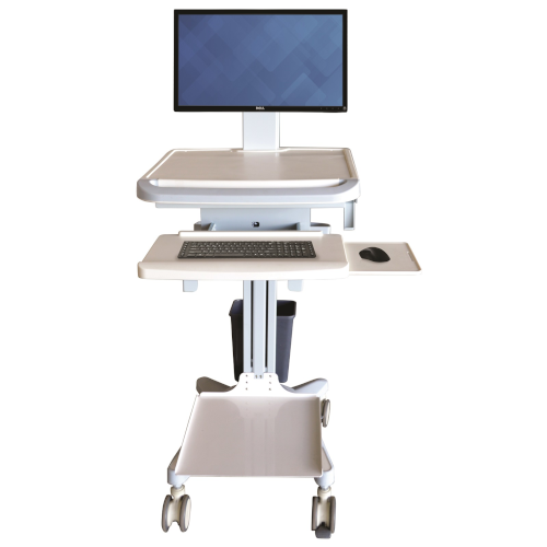 Medical Computer Trolley With Printer Shelf - LuxeMED
