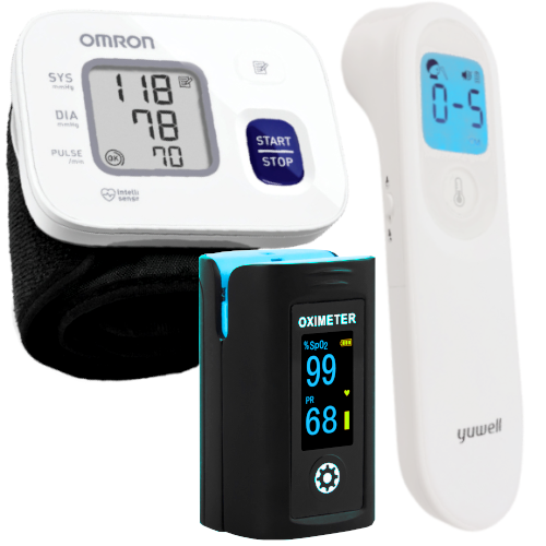 Blood Pressure Monitor (HEM6161) + Forehead Thermometer + Pulse Oximeter - LuxeMED
