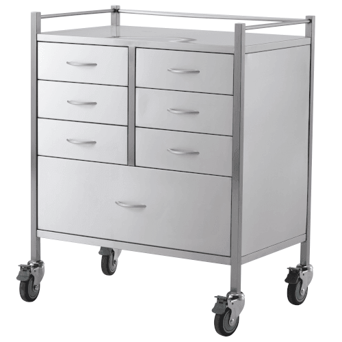 Stainless Steel Resuscitation Trolley - Seven Drawer - LuxeMED