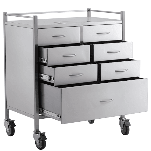 Stainless Steel Resuscitation Trolley - Seven Drawer - LuxeMED