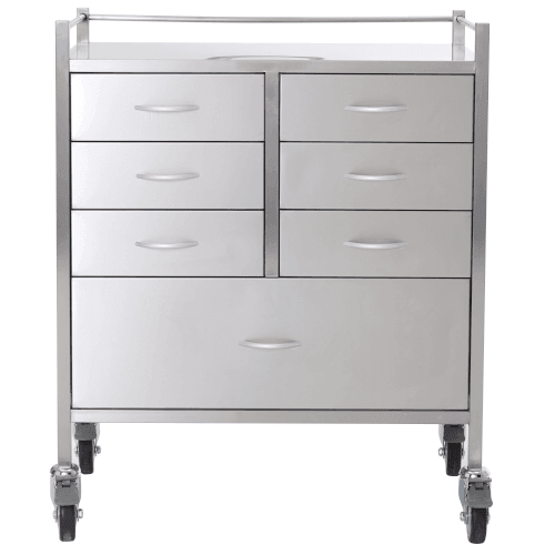 Stainless Steel Resuscitation Trolley - Seven Drawer - LuxeMED